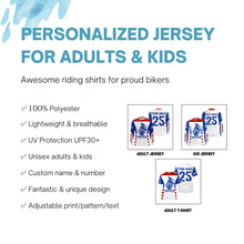 Load image into Gallery viewer, Kid men women USA flag Motocross off-road jersey custom name number dirt bike UV patriotic shirt PDT167