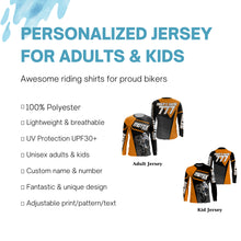 Load image into Gallery viewer, Personalized MotoX Jersey UPF30+ Orange Dirt Bike Racing Motocross Off-Road Motorcycle Shirt NMS1220