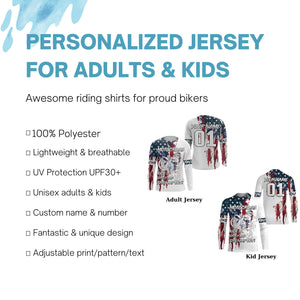 Patriotic Motocross Jersey UPF30+ Custom American Flag Brap MX Racing Motorcycle Shirt NMS1233