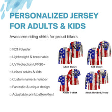 Load image into Gallery viewer, USA Flag Motocross jersey kid men women UPF30+ off-road custom dirt bike Patriotic motorcycle shirt PDT400