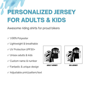 Personalized motocross jersey black white UPF30+ dirt bike racing long sleeves motorcycle bikers NMS1055