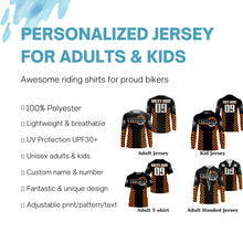 Load image into Gallery viewer, Orange Motocross jersey custom kid men women UPF30+ dirt bike riding extreme MX shirt motorcycle PDT94