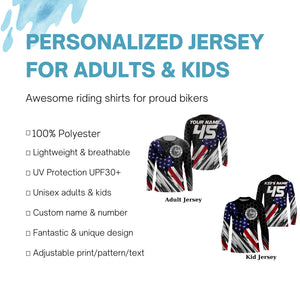 Patriotic Motocross Jersey Personalized UPF30+ No Guts No Glory Dirt Bike MX Racing Shirt NMS1174