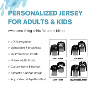 Custom logo motorcycle racing jersey UPF30+ adult kid black motocross off-Road dirtbike riders NMS1017