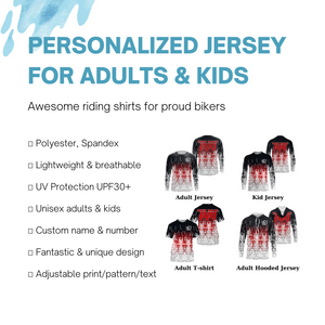 Personalized Motocross Jersey UPF30+ MX Racing Off-Road Adult&Kid Riders Dirt Bike Jersey - Red| NMS749