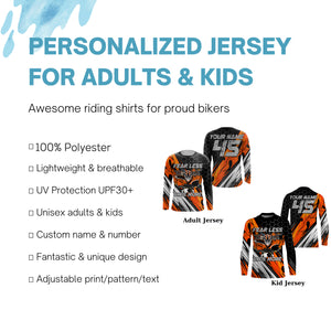 Personalized Motocross Jersey UPF30+ Kid Adult Fear Less Ride More Dirt Bike Motorcycle Shirt NMS1231