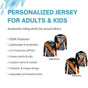 Orange Extreme Motocross Jersey Personalized UPF30+ No Guts No Glory MX Racing Dirt Bike Shirt NMS1207