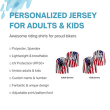 Load image into Gallery viewer, American Flag Motocross jersey custom name UV protective adult&amp;kid dirt bike sprocket off-road| NMS900