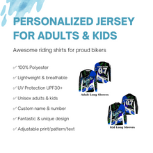 Load image into Gallery viewer, Motocross racing jersey custom number name adult kids long sleeves dirt bike motorcycle off-road NMS1073