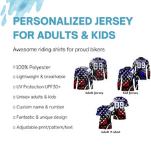 Load image into Gallery viewer, American flag Motocross youth men women jersey UV Live To Ride custom dirt bike shirt Patriotic PDT408