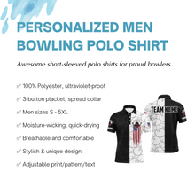 Load image into Gallery viewer, American Flag Men Polo Bowling Shirt Personalized Patriotic Bowlers Custom Team Short Sleeves Jersey NBP14