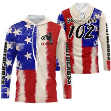 Load image into Gallery viewer, USA Flag Motocross jersey kid men women UPF30+ off-road custom dirt bike Patriotic motorcycle shirt PDT400