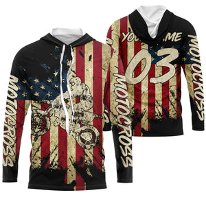 Motocross Racing Jersey UPF30+ Anti UV Personalized American Riding Shirt Patriotic Motorcycle Rider NMS483