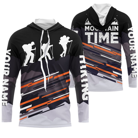 Custom On Mountain Time Shirt Happy Hikers Outdoor Long Sleeve Hiking Shirt Hiking Clothes for Men SP127