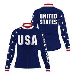 USA men women Cycling jersey UPF50+ American bike shirt with 3-rear pockets Full zip bicycle gear| SLC179