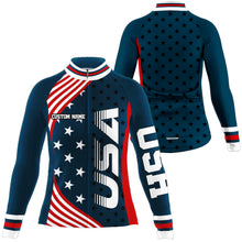 Load image into Gallery viewer, USA bike shirt women cycling jersey American flag UPF50+ full zipper cycle gear BMX MTB racewear| SLC149