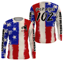 Load image into Gallery viewer, USA Flag Motocross jersey kid men women UPF30+ off-road custom dirt bike Patriotic motorcycle shirt PDT400