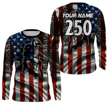 Load image into Gallery viewer, Personalized Motocross jersey kid men women UPF30+ USA flag dirt bike Patriotic shirt motorcycle PDT344