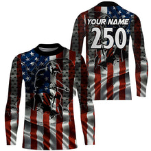 Load image into Gallery viewer, Personalized Motocross jersey kid men women UPF30+ USA flag dirt bike Patriotic shirt motorcycle PDT344