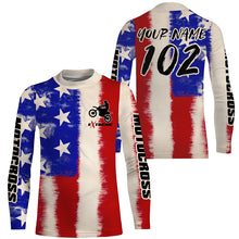 Load image into Gallery viewer, USA Flag Motocross jersey kid men women UPF30+ off-road custom dirt bike Patriotic motorcycle shirt PDT400