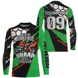 Weekend Forecast Brap Personalized Motocross Jersey UPF30+ Kid Adult Dirt Bike MX Racing Shirt NMS1226