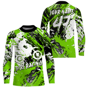 Personalized green Motocross jersey dirt bike kids boy girl racing extreme UPF30+ motorcycle shirt PDT206