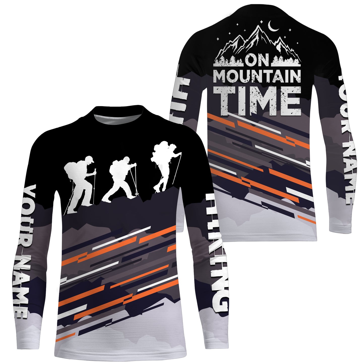 Custom On Mountain Time Shirt Happy Hikers Outdoor Long Sleeve Hiking Shirt Hiking Clothes for Men SP127