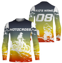 Load image into Gallery viewer, Motocross Personalized Jersey T-shirt Youth Long Sleeves, Dirt Bike Racing Motorcycle Off-road Riders| NMS590