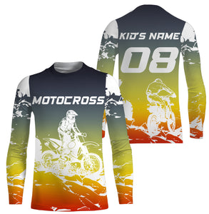 Motocross Personalized Jersey T-shirt Youth Long Sleeves, Dirt Bike Racing Motorcycle Off-road Riders| NMS590