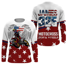 Load image into Gallery viewer, American Motocross Jersey UPF30+ Personalized Patriotic MX Off-Road Adult&amp;Kid Dirt Bike Jersey 4th July| NMS754