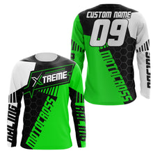 Load image into Gallery viewer, Extreme Motocross Jersey Personalized UPF30+ Racing Shirt Dirt Bike Off-road Biker Motorcycle - Green| NMS634