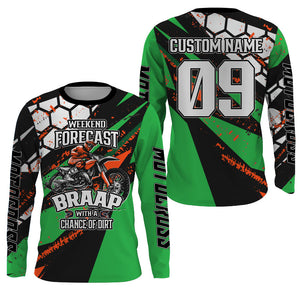 Weekend Forecast Brap Personalized Motocross Jersey UPF30+ Kid Adult Dirt Bike MX Racing Shirt NMS1226