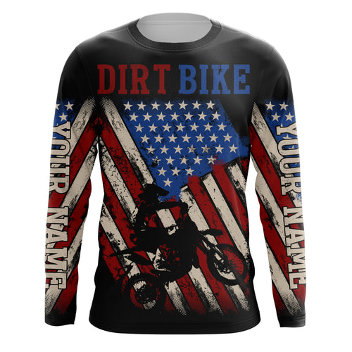 Personalized Dirt Bike Jersey UPF30+ American Motocross Off-Road Adult&Kid Patriotic MX Racing Jersey| NMS761