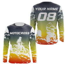 Load image into Gallery viewer, Motocross Personalized Jersey T-shirt Youth Long Sleeves, Dirt Bike Racing Motorcycle Off-road Riders| NMS590