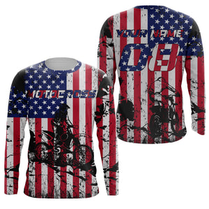 American Flag Motocross Jersey Personalized UPF30+ Adult&Kid Patriotic MX Racing Motorcycle Jersey| NMS720