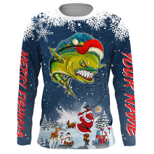 Load image into Gallery viewer, Merry Fishmas Santa Claus mahi mahi fishing ChipteeAmz&#39;s art UV protection shirt personalized Christmas gift for fisherman AT071
