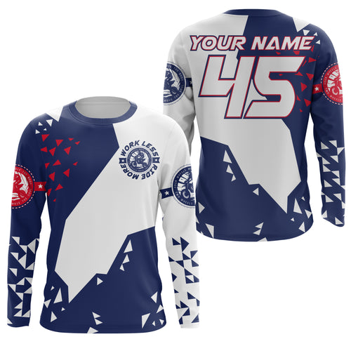 Kids men women motocross jerseys custom name&number blue white dirt bike shirt UV racing motorcycle PDT161