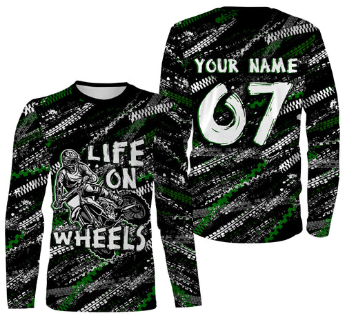 Life on Wheels Personalized Motocross Jersey Tire Track Motorcycle Shirt Off-Road Dirt Bike Racing| NMS586