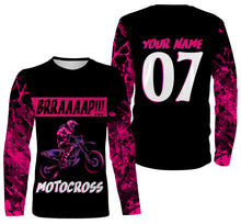 Load image into Gallery viewer, Brap Girl Riding Jersey Personalized Motocross Shirt for Women Female Riders Pink Dirtbike Motorcycle Biker| NMS546