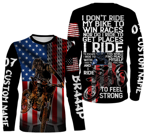 Dirt Bike American Flag Personalized Long Sleeves, Hoodie, Motocross Off-road Racing Patriotic Riders| NMS289