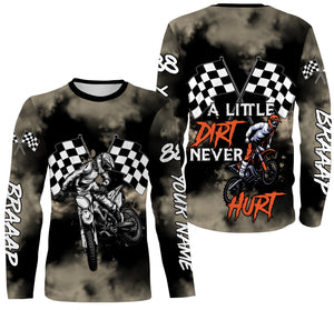 Dirt Bike Personalized Long Sleeves, Hoodie, A Little Dirt Never Hurt, Motocross Off-road Racing Shirt| NMS288