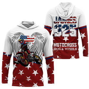 American Motocross Jersey UPF30+ Personalized Patriotic MX Off-Road Adult&Kid Dirt Bike Jersey 4th July| NMS754