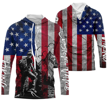 American Flag Patriotic Mountain Custom Hiking Apparel UV Protection Quick Dry UPF 30+| SP123