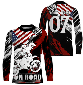 American flag personalized UPF30+ Motocross jersey MX racing biker extreme motorcycle shirt PDT13