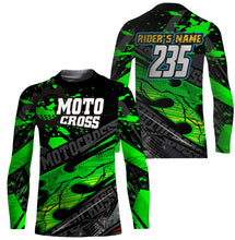 Load image into Gallery viewer, Personalized Motocross Jersey UPF30+, Motorcycle Green Dirt Bike Racing Shirt Off-Road Riders Racewear| NMS427