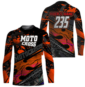 Personalized Motocross Jersey UPF30+, Motorcycle Red Dirt Bike Racing Shirt Off-Road Riders Racewear| NMS739