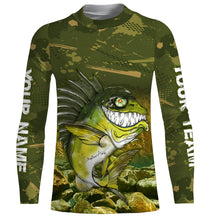 Load image into Gallery viewer, Largemouth Bass fishing camo custom name with angry bass fish ChipteeAmz&#39;s art UV protection shirts AT032