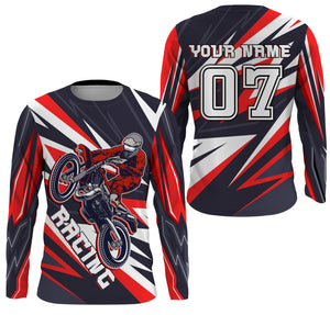 Personalized Racing Jersey Red UPF30+ Youth Men Women Dirt Bike Shirt Supercross Motocross NMS371