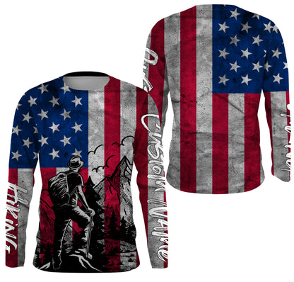 American Flag Patriotic Mountain Custom Hiking Apparel UV Protection Quick Dry UPF 30+| SP123