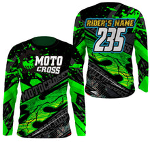 Load image into Gallery viewer, Personalized Motocross Jersey UPF30+, Motorcycle Green Dirt Bike Racing Shirt Off-Road Riders Racewear| NMS427